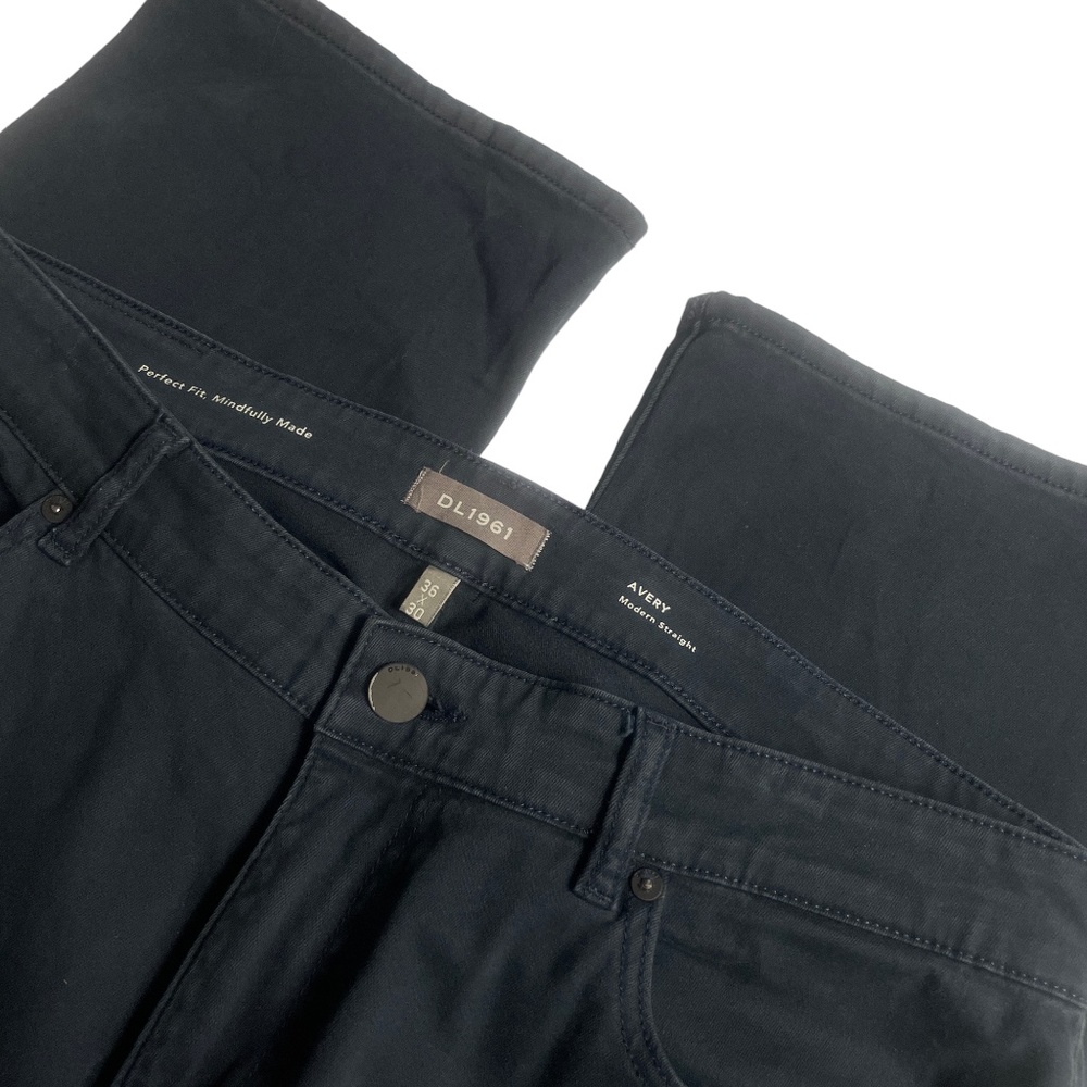 DL1961 Navy 36 x 30 Avery Mens Modern Straight Leg Pants Cotton Lycra